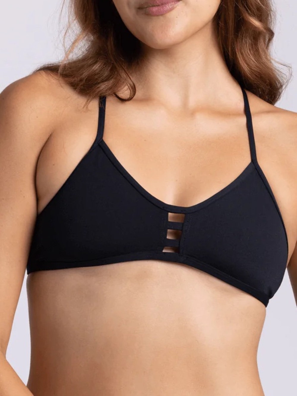 Jolyn Tomcat Bikini Top in Black Size Small Cross Back Tie Beach Water Sports